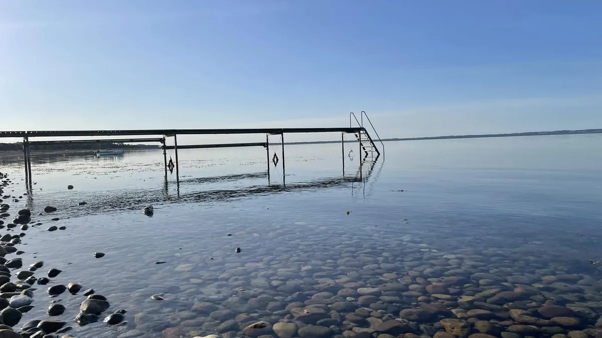 Badebro og strand ved Sjællands Odde